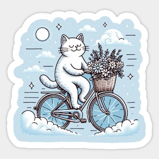 Cat riding a bike Sticker